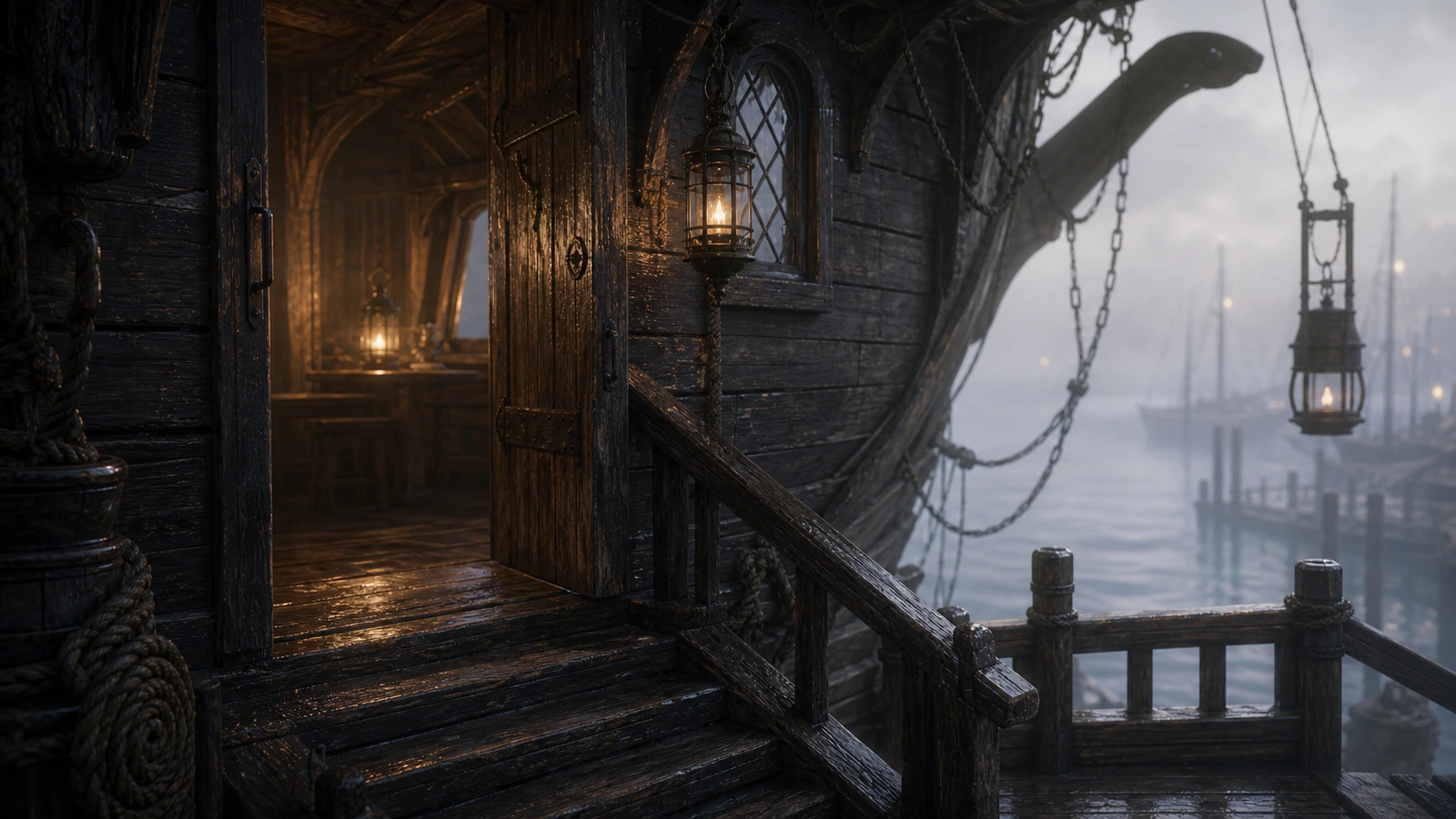 Le Nid du Cormoran domine les quais de Cap Carcasse au matin